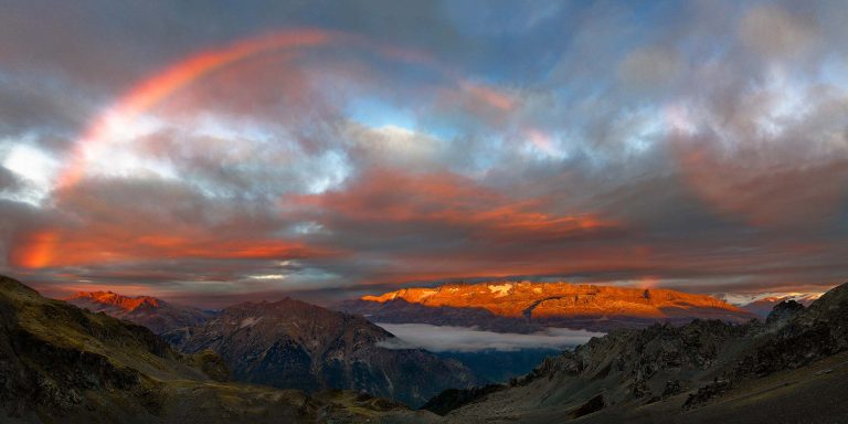 Rainbow sunset in the French Alps