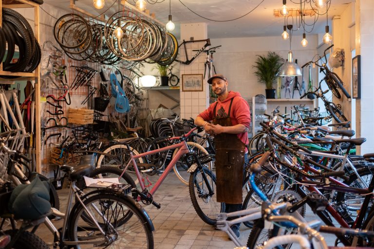 Mambona from Cykel Mecken in his shop in Stockholm